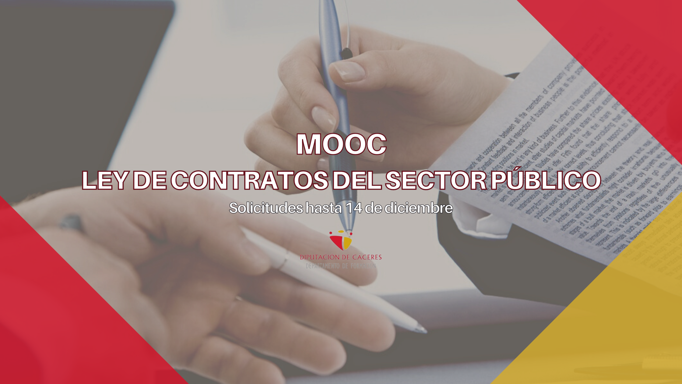 Inscríbete en el MOOC sobre La Ley de Contratos del Sector Público de Diputación de Cáceres