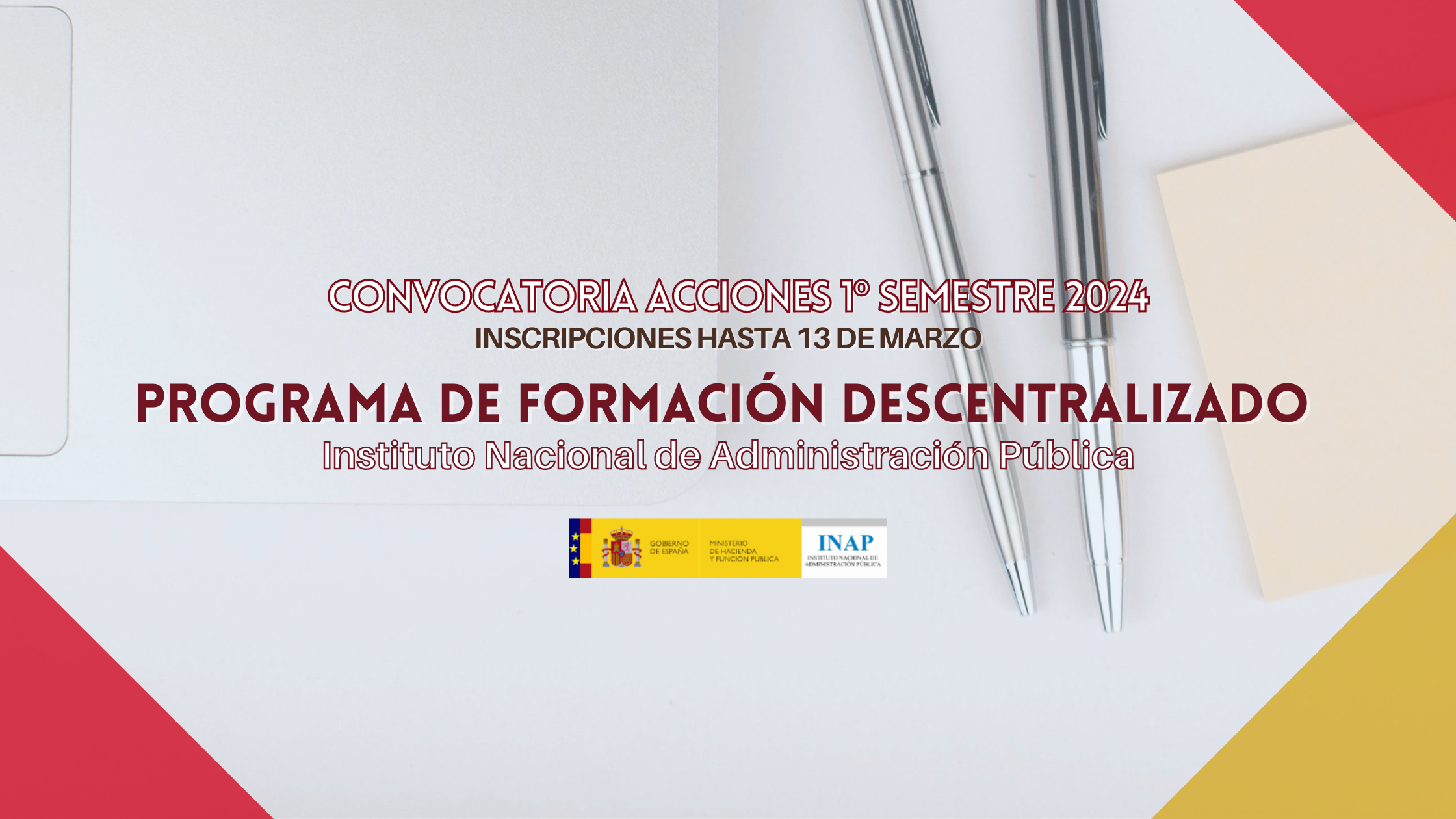 Abierto plazo de inscripción en acciones formativas del Programa de Formación Descentralizado del INAP para el primer semestre de 2024