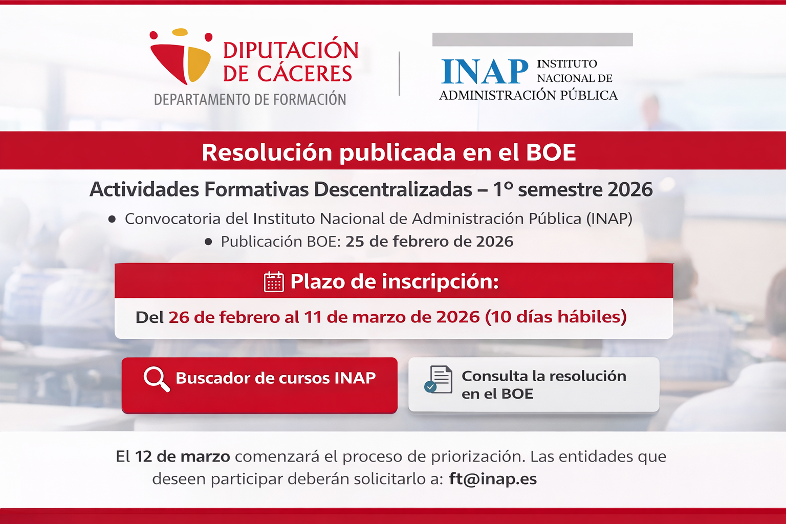 Abierto plazo de inscripción en acciones formativas del Programa de ...