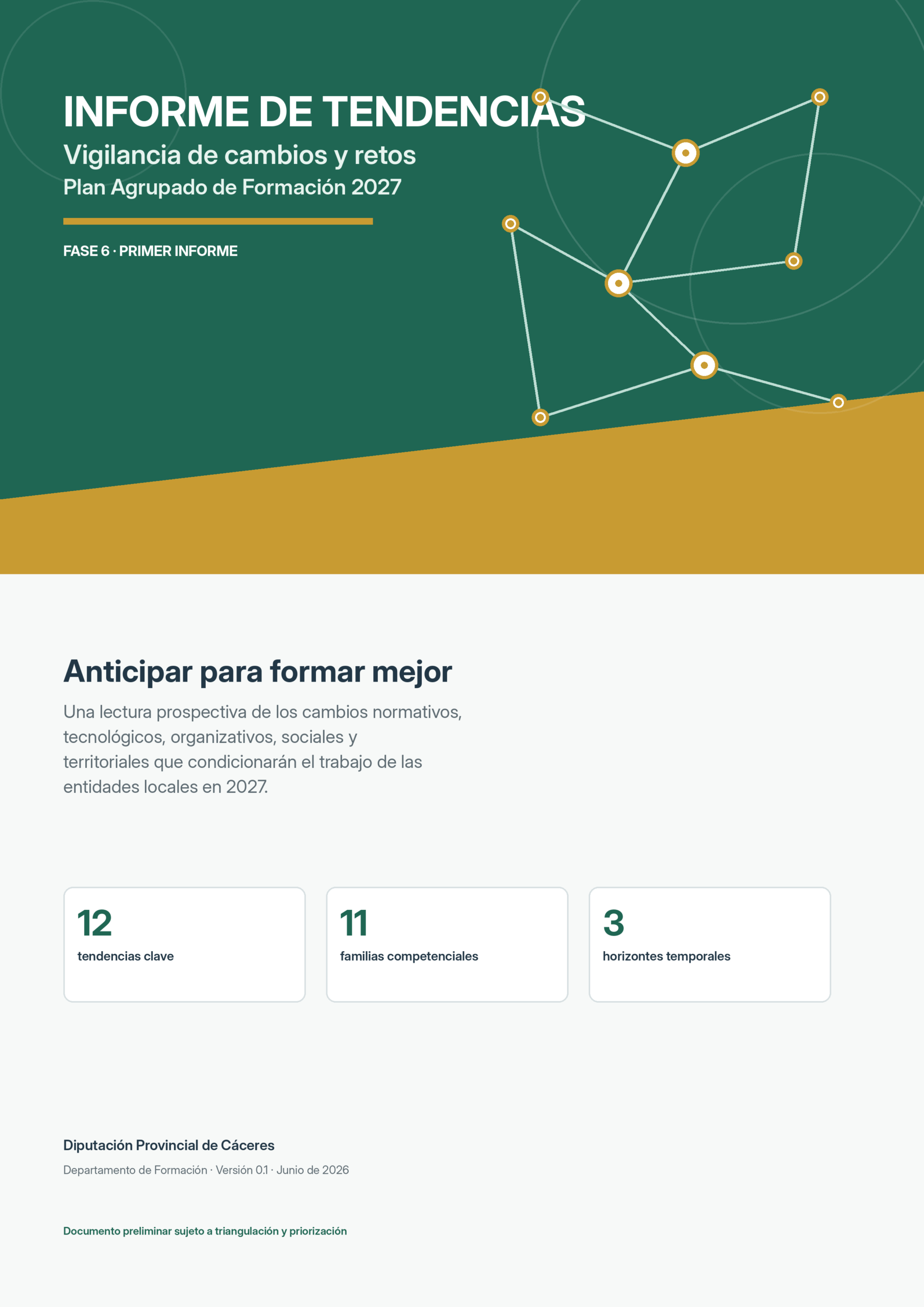 Portada del primer Informe de Tendencias del Plan Agrupado de Formación 2027
